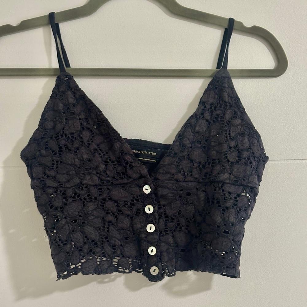 Urban Outfitters Black Lace Crop Top